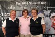 31 May 2011; The Hollystown Golf Club, Dublin, team, Audrey Burke, captain, centre, Anne Heffernan, left, and Catherine Mullins, pictured at The 2011 Solheim Cup Club Challenge Leinster Final at Dun Laoghaire Golf Club. 40 golf clubs qualified for the Leinster final, competing for a once-in-a-lifetime opportunity to play with a professional at the Ladies Irish Open on August 4 along with season tickets to The 2011 Solheim Cup in September. The Hollystown Golf Club, Dublin, team finished outside the top four qualification spots at the event. The 2011 Solheim Cup is the most prestigious international team event in women’s professional golf and will be take place in Killeen Castle, County Meath in September 23-25 this year.Log onto www.solheimcup.com for more information. The 2011 Solheim Cup Club Challenge Provincial Final, Dun Laoghaire Golf Club, Dun Laoghaire, Co. Dublin. Picture credit: Brian Lawless / SPORTSFILE