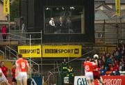 28 May 2011; BBC NI Championship pundits Martin McHugh and Jarlath Burns in the match studio. Ulster GAA Football Minor Championship Quarter-Final, Armagh v Down, Morgan Athletic Grounds, Armagh. Picture credit: Ray McManus / SPORTSFILE