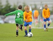1 June 2011; Ryan O'Neill, right, St.Mary's NS, Glaslough, Co. Monaghan, in action against Jamie Aaron Burke, Tarmon NS, Castlerea, Co. Roscommon. FAI Schools 5-a-Side National Finals, Tarmon NS v St.Mary's NS, Leah Victoria Park, Tullamore Town FC, Offaly. Picture credit: Barry Cregg / SPORTSFILE