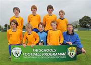 1 June 2011; The St. Mary's NS, Glaslough, Co. Monaghan, team, back row from left, Karl McKenna, Oisin Campbell, James Boyle and Michael McAlister with front row from left, Jake Duffy, Robert McAlister, Ryan O'Neill, Kyle Tracey and coach Mark Macklin. FAI Schools 5-a-Side National Finals, Leah Victoria Park, Tullamore Town FC, Co. Offaly. Picture credit: Barry Cregg / SPORTSFILE