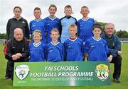 1 June 2011; The Bishop Foley NS, Carlow, team, back row from left, coach Breda Browne, Jordan Morriseey, Cathal Myers, Harry Hynes and Michael Meaney, with front row from left, manager Bernard Dowling, Luke Fitzpatrick, Dane O'Neill, Ross Dunphy, Brian Coady and coach Tony Crowe. FAI Schools 5-a-Side National Finals, Leah Victoria Park, Tullamore Town FC, Co. Offaly. Picture credit: Barry Cregg / SPORTSFILE