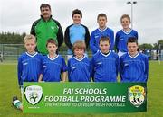 1 June 2011; The Milltown NS, Mullingar, Co. Westmeath, team, back row from left, manager Dónal Whelan, Joseph Newman, Daire Hynes and Peter Kennedy, with front row from left, Michael Harnett, Leon Hynes, Conor Dillon, Jack Kenny and Ian Burke. FAI Schools 5-a-Side National Finals, Leah Victoria Park, Tullamore Town FC, Co. Offaly. Picture credit: Barry Cregg / SPORTSFILE