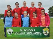 1 June 2011; The St. Anne's NS, Rathkeale, Co. Limerick, team. Back row from left, Katie Brennan, Kate Geary, Tara Coleman, Eadaoin Lyons and Chloe Cunnigham. Front row from left, coach Mary Brennan, Chloe Mullins, Sarah Fitzgerald, Sinead Fitzgibbon and manager Maria O'shea. FAI Schools 5-a-Side National Finals, Leah Victoria Park, Tullamore Town FC, Co. Offaly. Picture credit: Barry Cregg / SPORTSFILE