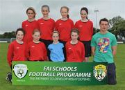 1 June 2011; The St. Beacon's NS, Mullinavat, Co. Kilkenny, team. Back row from left, Blaithin Haberlin, Hannah Holden, Rachel Sutton-Duggan and Elizabeth Rafter. Front row from left, Rachel Rafter, Kate Walsh, Michelle O'Connor, Ciara Phelan and manager Anthony O'Keeffe. FAI Schools 5-a-Side National Finals, Leah Victoria Park, Tullamore Town FC, Co. Offaly. Picture credit: Barry Cregg / SPORTSFILE