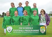 1 June 2011; The Scoil Mhuire gan Smál, Ballymote, Co. Sligo, team. Back row from left, Ciara Davey, Aisling Durey, Sophia Cogan and Shauna Conlon. Front row from left, Kelly Gardiner, Shauna Byrne, Saoirse O'Dowd, Ciara Keenan, and manager Patricia Hunt. FAI Schools 5-a-Side National Finals, Leah Victoria Park, Tullamore Town FC, Co. Offaly. Picture credit: Barry Cregg / SPORTSFILE