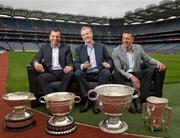 2 June 2011; TV3 today announced its plans for this year's All Ireland Championship season which signals the start of a new three year deal for the independent broadcaster. At the launch is presenter Matt Cooper, centre, with panelists Paul Earley, left, and Senan Connell. TV3 GAA Launch 2011, Croke Park, Dublin. Picture credit: Stephen McCarthy / SPORTSFILE