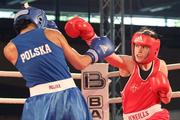 4 June 2011; Katie Taylor, Ireland, in action against Karolina Graczyk, Poland, during their 60Kg final which Taylor won convincingly 25-9. European Union Women's Boxing Championships Finals, Katowice, Poland. Picture credit: Katrzyna Plewczynska / SPORTSFILE