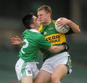 4 June 2011; James Walsh, Kerry, in action against Tim Scanlon, Limerick. Munster GAA Football Junior Championship Semi-Final, Limerick v Kerry, Gaelic Grounds, Limerick. Picture credit: Stephen McCarthy / SPORTSFILE