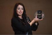 12 January 2017; Monaghan's Cathriona McConnell from Donaghmoyne is presented with the The Croke Park Hotel & LGFA Player of the Month for December at Croke Park in Jones Road, Dublin. Photo by Cody Glenn/Sportsfile