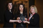 12 January 2017; Monaghan's Cathriona McConnell from Donaghmoyne is presented with the The Croke Park Hotel & LGFA Player of the Month for December from Caroline Millar, sales executive for The Croke Park Hotel, and LGFA President Marie Hickey at Croke Park in Jones Road, Dublin. Photo by Cody Glenn/Sportsfile