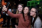 12 January 2017; Shelbourne Ladies team-mates and Team of the Season award-winners, from left, Siobhan Killeen, Noelle Murray and Pearl Slattery take a selfie during the Continental Tyres Women's National League Awards ceremony at the (Arrol Suite) Guinness Storehouse in Dublin 8. Photo by Cody Glenn/Sportsfile