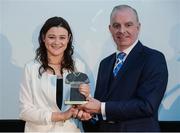 12 January 2017; Jetta Berrill of UCD Waves is presented with a Team of the Year award by Tom Dennigan, General Manager Continental Tyres, during the Continental Tyres Women's National League Awards ceremony at the Guinness Storehouse in Dublin 8. Photo by Cody Glenn/Sportsfile