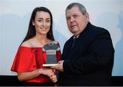 12 January 2017; Roma McLaughlin of Peamount United is presented with a Team of the Year award by Eamon Naughton, Chairmon of the League, during the Continental Tyres Women's National League Awards ceremony at the Guinness Storehouse in Dublin 8. Photo by Cody Glenn/Sportsfile