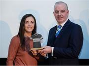 12 January 2017; Noelle Murray of Shelbourne Ladies is presented with a Team of the Year award by Tom Dennigan, General Manager Continental Tyres, during the Continental Tyres Women's National League Awards ceremony at the Guinness Storehouse in Dublin 8. Photo by Cody Glenn/Sportsfile