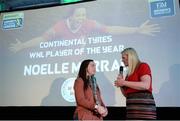 12 January 2017; Noelle Murray, Shelbourne Ladies, is interviewed by MC Jacqui Hurley after being named the Continental Tyres Women's National League Player of the Year during the Continental Tyres Women's National League Awards ceremony at the (Arrol Suite) Guinness Storehouse in Dublin 8. Photo by Cody Glenn/Sportsfile