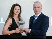 12 January 2017; Amanda McQuillan of Shelbourne Ladies is presented with a Team of the Year award by Tom Dennigan, General Manager Continental Tyres, during the Continental Tyres Women's National League Awards ceremony at the (Arrol Suite) Guinness Storehouse in Dublin 8. Photo by Cody Glenn/Sportsfile