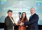 12 January 2017; Noelle Murray of Shelbourne Ladies is presented with the Player of the Year award by Niamh O'Donoghue, Chairperson of the FAI Women's Committee,  and Tom Dennigan, General Manager Continental Tyres, during the Continental Tyres Women's National League Awards ceremony at the (Arrol Suite) Guinness Storehouse in Dublin 8. Photo by Cody Glenn/Sportsfile