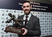 13 January 2017; Cork City goalkeeper Mark McNulty who won The SSE Airtricity Soccer Writers’ Association of Ireland Goalkeeper of the Year Award during The SSE Airtricity Soccer Writers’ Association of Ireland Awards 2016 at the Conrad Hotel in Dublin. Photo by David Maher/Sportsfile