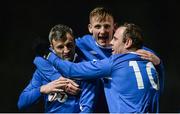13 January 2017; John Rock of Sheriff YC, right, celebrates scoring his side's fourth goal with team-mates Stephen Murphy, left, and Gavin McDermott during the FAI Junior Cup in association with Aviva and Umbro – Round 6 Match, Sheriff YC v Usher Celtic, Clontarf Centre, Dublin. Televised for Eir Sport and Irish TV. The FAI Junior Cup Final will take place at Aviva Stadium on the 13th May 2016 - #RoadToAviva. Photo by Piaras Ó Mídheach/Sportsfile