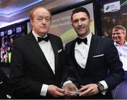 13 January 2017; Former Republic of Ireland International Robbie Keane, and all time record International goalscorer for the Republic of Ireland, with Brendan Bradley, all time League of Ireland record goalscorer, during the SSE Airtricity Soccer Writers’ Association of Ireland Awards 2016 at the Conrad Hotel in Dublin. Photo by David Maher/Sportsfile