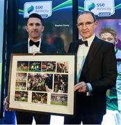 13 January 2017; Republic of Ireland manager Martin O'Neill makes a presentation to former Republic of Ireland International captain Robbie Keane during the SSE Airtricity Soccer Writers’ Association of Ireland Awards 2016 at the Conrad Hotel in Dublin. Photo by David Maher/Sportsfile