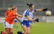 5 June 2011; Amanda Casey, Monaghan, in action against Sinead McCoy, Armagh. Ulster Ladies Football Senior Championship, Armagh v Monaghan, Armagh v Monaghan, Healy Park, Omagh, Co. Tyrone. Picture credit: Oliver McVeigh / SPORTSFILE