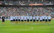 5 June 2011; The Dublin team stand during the playing of the National Anthem. Leinster GAA Football Senior Championship Quarter-Final, Laois v Dublin, Croke Park, Dublin. Picture credit: Ray McManus / SPORTSFILE