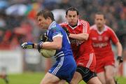 5 June 2011; Dessie Mone, Monaghan, in action against Davy Harte, Tyrone. Ulster GAA Football Senior Championship Quarter-Final, Healy Park, Tyrone v Monaghan, Omagh, Co. Tyrone. Picture credit: Oliver McVeigh / SPORTSFILE