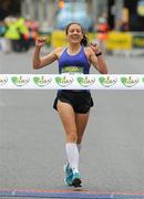 6 June 2011; Donegal's Catriona Jennings during the final meters before the finish line and victory in the 2011 Flora Womens Mini Marathon. 2011 Flora Womens Mini Marathon, Dublin City. Picture credit: Pat Murphy / SPORTSFILE