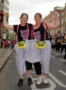 6 June 2011; Cathy Blake, left, and Karen Reilly, both from Swords, Co. Dublin, who ran in aid of Swords Educate Together N.S., before the 2011 Flora Womens Mini Marathon. 2011 Flora Womens Mini Marathon, Dublin City. Picture credit: Pat Murphy / SPORTSFILE