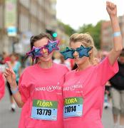 6 June 2011; Katy Doyle, left, and Emma Foley, both from Bray, Co. Wicklow, who ran in aid of the Make A Wish Foundation, before the 2011 Flora Womens Mini Marathon. 2011 Flora Womens Mini Marathon, Dublin City. Picture credit: Pat Murphy / SPORTSFILE