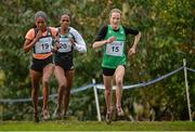 14 January 2017; Fionnuala McCormack, right, of Ireland leads Gotytom Gebreslase, left, and Birtukan Adamu, centre, of Ethiopia during the Senior Womens race at the Antrim International Cross Country at the Greenmount Campus, Stormont, Co. Antrim. Photo by Oliver McVeigh/Sportsfile