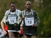 14 January 2017; Abraham Cheroben, right, of Bahrain leads Conseslus Kipruto of Kenya during the Senior Mens race at the Antrim International Cross Country at the Greenmount Campus, Stormont, Co. Antrim. Photo by Oliver McVeigh/Sportsfile