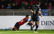 14 January 2017; Francis Saili of Munster goes over to score his side's first try during the European Rugby Champions Cup pool 1 round 5 match between Glasgow Warriors and Munster at Scotstoun Stadium in Glasgow, Scotland. Photo by Stephen McCarthy/Sportsfile