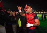14 January 2017; Francis Saili of Munster celebrates following the European Rugby Champions Cup pool 1 round 5 match between Glasgow Warriors and Munster at Scotstoun Stadium in Glasgow, Scotland. Photo by Stephen McCarthy/Sportsfile