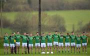 15 January 2017; Leitrim players during the national anthem ahead of the Connacht FBD League Section B Round 2 match between Leitrim and Galway at Sean O’Heslin Park in Ballinamore, Co Leitrim. Photo by Seb Daly/Sportsfile