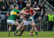 15 January 2017; Peter Kelleher of Cork in action against Mark Griffin, left, and Peter Crowley, right, of Kerry during the McGrath Cup Round 3 match between Cork and Kerry at Mallow GAA Grounds in Mallow, Co Cork. Photo by Eóin Noonan/Sportsfile