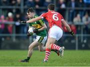 15 January 2017; Tom O'Sullivan of Kerry in action against Conor Dorman of Cork during the McGrath Cup Round 3 match between Cork and Kerry at Mallow GAA Grounds in Mallow, Co Cork. Photo by Eóin Noonan/Sportsfile