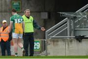 15 January 2017; Offaly manager Pat Flanagan remonstrates with referee Patrick Maguire after Nigel Dunne was shown a straight red card in the first half during the Bord na Mona O'Byrne Cup Group 2 Round 3 match between Offaly and Kildare at O'Connor Park in Tullamore, Co Offaly. Photo by Piaras Ó Mídheach/Sportsfile