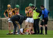 15 January 2017; Michael Walsh of Kilkenny lies on the pitch after picking up an injury during the Bord na Mona Walsh Cup Group 2 Round 2 match between Kilkenny and Antrim at Abbotstown GAA Ground in Abbotstown, Co Dublin. Photo by Cody Glenn/Sportsfile