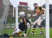 15 January 2017; Walter Walsh of Kilkenny shoots on Antrim goalkeeper Chris O'Connell during the Bord na Mona Walsh Cup Group 2 Round 2 match between Kilkenny and Antrim at Abbotstown GAA Ground in Abbotstown, Co Dublin. Photo by Cody Glenn/Sportsfile