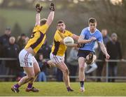 15 January 2017; Jason Whelan of Dublin in action against Sean Gaul and Joe Wadding of Wexford during the Bord na Mona Walsh Cup Group 1 Round 3 match between Wexford and Dublin at St Patrick's Park in Enniscorthy, Co Wexford. Photo by Matt Browne/Sportsfile