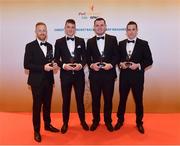 3 November 2017; Carlow hurlers from left, Richard Coady, James Doyle, John Michael Nolan and Alan Corcoran, after collecting their Christy Ring Champion 15 Award during the PwC All Stars 2017 at the Convention Centre in Dublin. Photo by Sam Barnes/Sportsfile