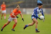 5 June 2011; Therese McNally, Monaghan, in action against Sinead McCoy, Armagh. Ulster Ladies Football Senior Championship, Armagh v Monaghan, Armagh v Monaghan, Healy Park, Omagh, Co. Tyrone. Picture credit: Oliver McVeigh / SPORTSFILE