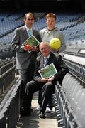 7 June 2011; Uachtarán CLG Criostóir Ó Cuana with Dr. Larry O'Connell, Chairman of the National Urban Development Committee, left, and Sligo footballer Charlie Harrison, right, after a press conference to confirm that as part of the GAA's National Strategic and Vision Plan the Association will invest 200,000 euro in its National Urban Programme as efforts to raise the profile of Gaelic Games and participation levels in urban bases accross the island continue. GAA’s Urban Programme, Croke Park, Dublin. Picture credit: Pat Murphy / SPORTSFILE