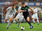 7 June 2011; Shane Long, Republic of Ireland, in action against Alessandro Gamberini, Italy. International friendly, Republic of Ireland v Italy, Stade Maurice Dufrasne, Liege, Belgium. Picture credit: David Maher / SPORTSFILE