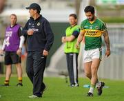 4 June 2011; Kerry's Paul Galvin, right, alongside manager Jack O'Connor, prepares to come on as a substitute during the second half. Munster GAA Football Senior Championship Semi-Final, Limerick v Kerry, Gaelic Grounds, Limerick. Picture credit: Diarmuid Greene / SPORTSFILE