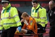 10 June 2011; Chris O'Connor, Bohemians, is stretchered off the pitch. Airtricity League Premier Division, Bohemians v Sligo Rovers, Dalymount Park, Dublin. Picture credit: Brian Lawless / SPORTSFILE