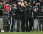 15 January 2017; Kerry backroom staff, from left, manager Eamonn Fitzmaurice, Maurice Fitzgerald, Mikey Sheehy and Padraig Corcoran during the McGrath Cup Round 3 match between Cork and Kerry at Mallow GAA Grounds in Mallow, Co Cork. Photo by Eóin Noonan/Sportsfile