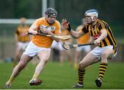 15 January 2017; Neal McAuley of Antrim in action against TJ Reid of Kilkenny during the Bord na Mona Walsh Cup Group 2 Round 2 match between Kilkenny and Antrim at Abbotstown GAA Ground in Abbotstown, Co Dublin. Photo by Cody Glenn/Sportsfile